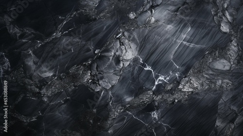 Elegant black marbled stone texture wallpaper with copy space 