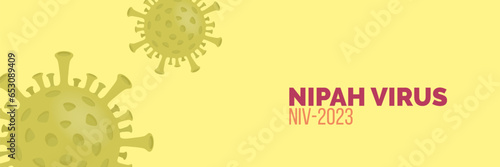 Nipah virus concept. illness outbreak. pandemic. Microscope virus close up Design for poster banner social media post