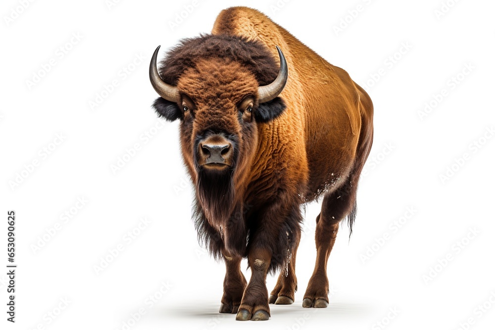 American bison on a white background. American bison on a white background.