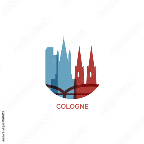 Germany Cologne cityscape skyline city panorama vector flat modern logo icon. Central Europe region emblem idea with landmarks and building silhouettes
