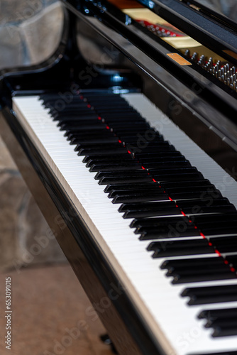 grand piano keyboard close-up details