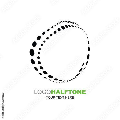 Abstract curve shape with halftone technic printing, vector illustration and flat design.