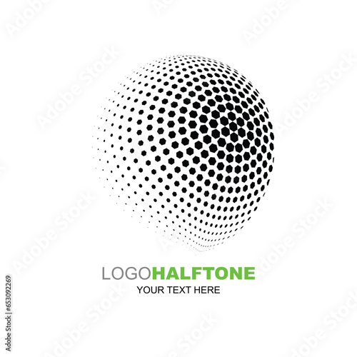 Abstract curve shape with halftone technic printing, vector illustration and flat design.