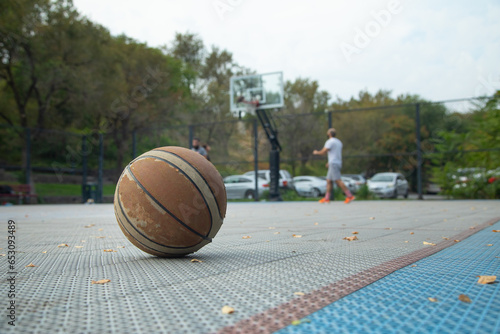 Basketball ball on the basketball arena. © andranik123