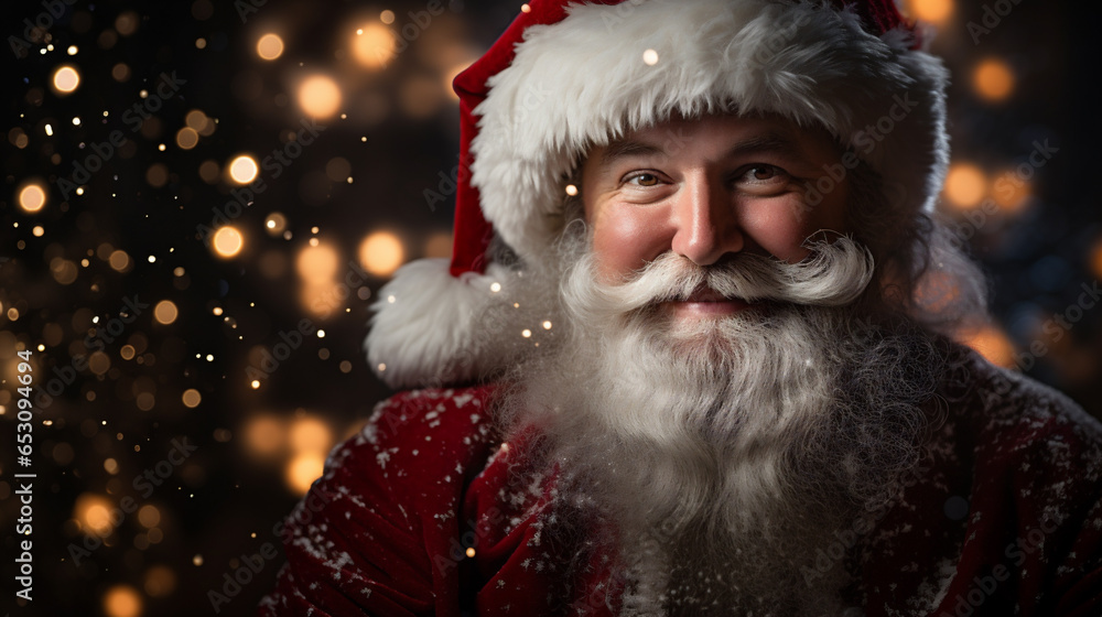 Portrait of Santa Claus on a dark background. Christmas and New Year concept. Portrait of Santa Claus on a dark background. Christmas and New Year concept.