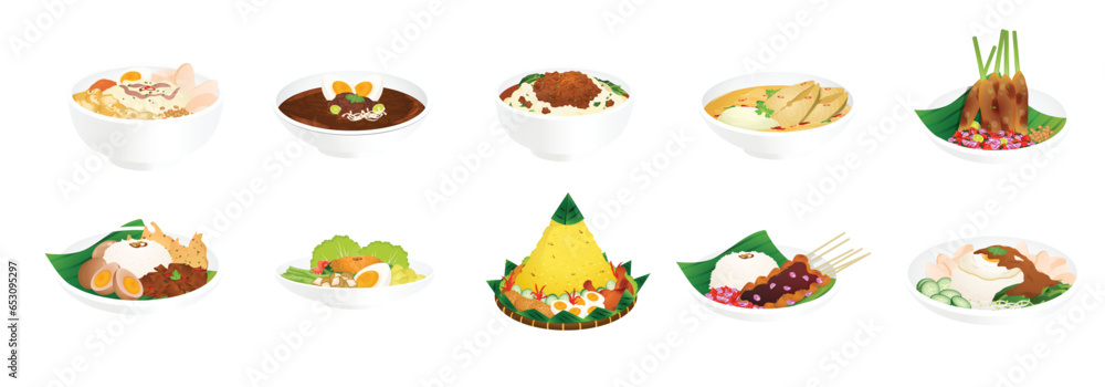 Whole Set of Indonesian Food and Meal Whole Set of Indonesian Food and Meal