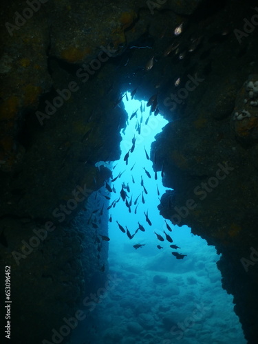 underwater in cave beautiful light scenery in ocean scuba divers to see in cave backgrounds