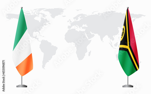 Ireland and Vanuatu flags for official meeting