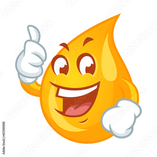 smiling oil drop cartoon character