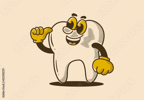 tooth mascot character with happy expression