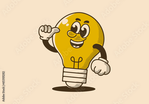 lightbulb mascot character with happy expression