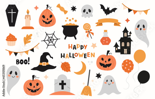 Vector set of elements for halloween