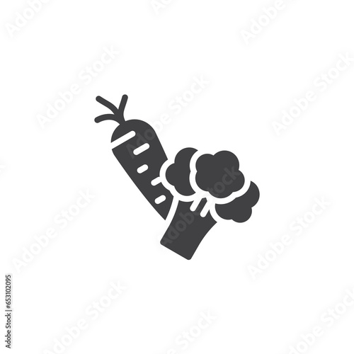 Carrot and broccoli vector icon