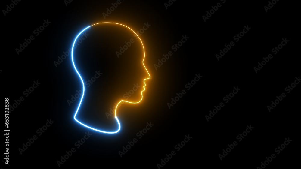 Man head silhouette icon. neon face shape sign. Trendy style. Beauty salon. Neon sign. Custom neon. Summer vibe. Fashion. Man head silhouette icon. neon face shape sign. Trendy style. Beauty salon. Neon sign. Custom neon. Summer vibe. Fashion.