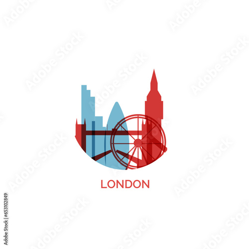 Photography UK England London city cityscape skyline capital panorama vector flat modern logo icon