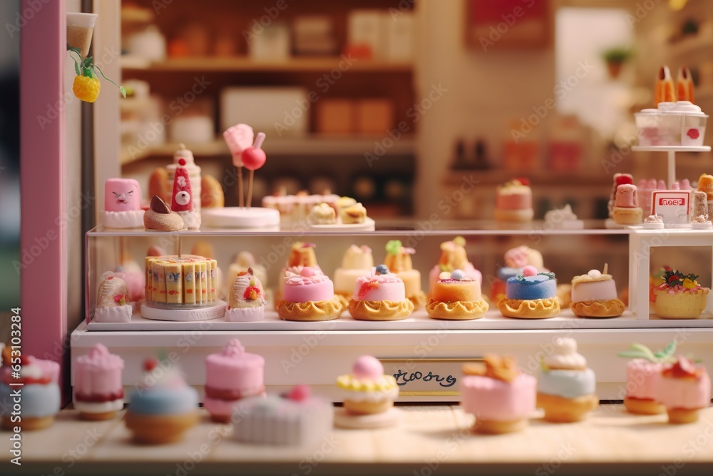 custom made wallpaper toronto digitalA Taste of Sweetness. A Pop Mart Blindbox Cake Shop with a Clean Background.