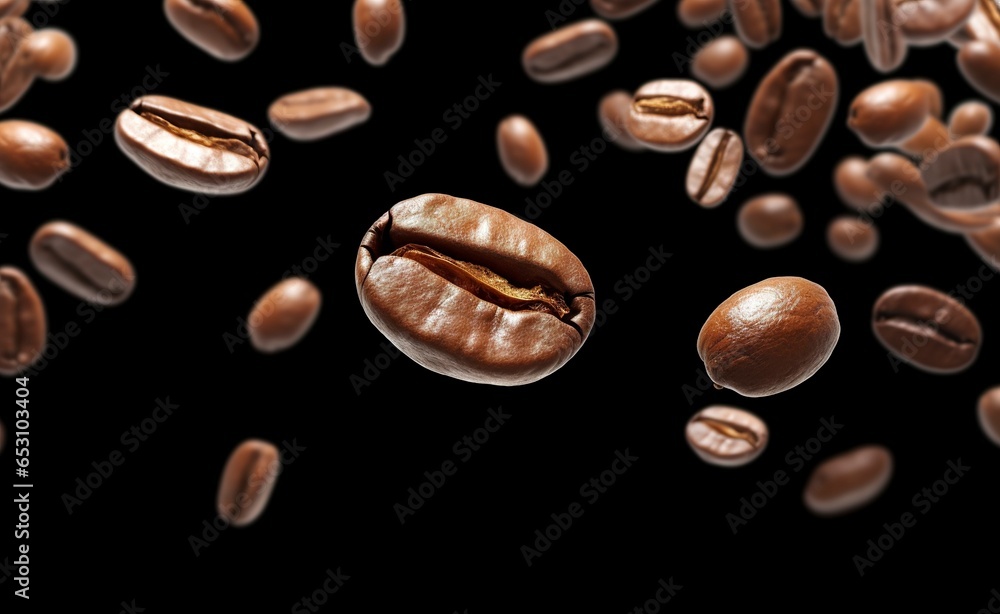 Coffee Bean flying on Black background, 3d illustration. Coffee Bean flying on Black background, 3d illustration.