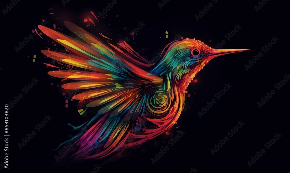 Fototapeta premium hummingbird logo with multiple colors flying through the air..