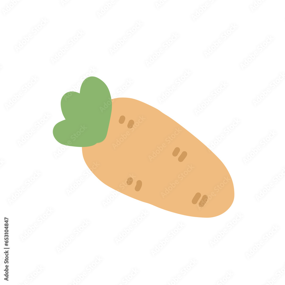 illustration of a carrot with leaf. Cute doodling