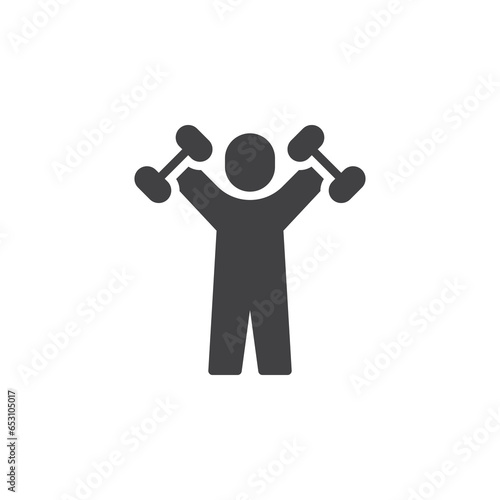 Man with dumbbells vector icon