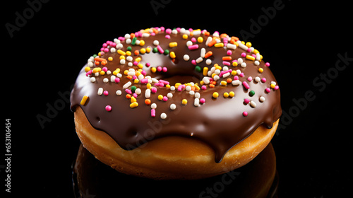 Chocolate Donut with Sprinkles Isolated on a White Background