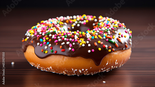 Chocolate Donut with Sprinkles Isolated on a White Background