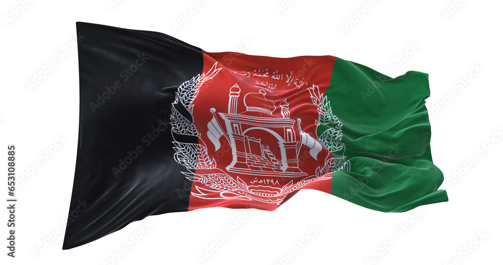 3d illustration flag of Afghanistan. Afghanistan flag waving isolated on white background with clipping path. flag frame with empty space for your text.