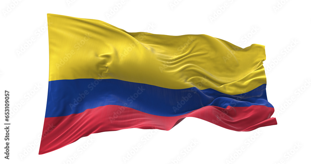 3d illustration flag of Colombia. Colombia flag waving isolated on white background with clipping path. flag frame with empty space for your text. 3d illustration flag of Colombia. Colombia flag waving isolated on white background with clipping path. flag frame with empty space for your text.