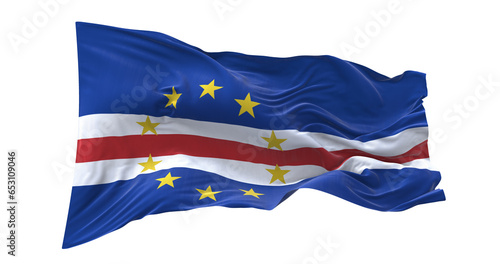 3d illustration flag of Cape Verde Islands. Cape Verde Islands flag waving isolated on white background with clipping path. flag frame with empty space for your text.
