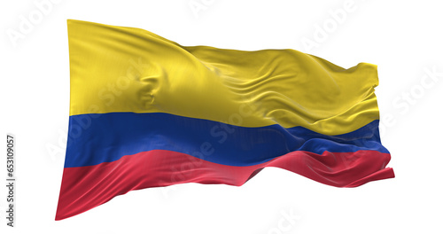 3d illustration flag of Colombia. Colombia flag waving isolated on white background with clipping path. flag frame with empty space for your text.