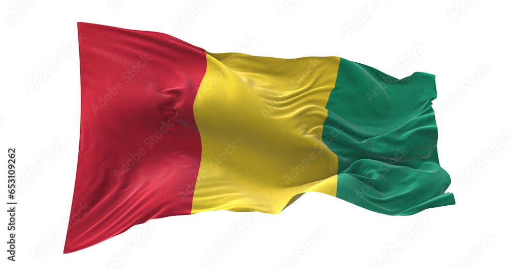 3d illustration flag of Guinea. Guinea flag waving isolated on white background with clipping path. flag frame with empty space for your text. 3d illustration flag of Guinea. Guinea flag waving isolated on white background with clipping path. flag frame with empty space for your text.