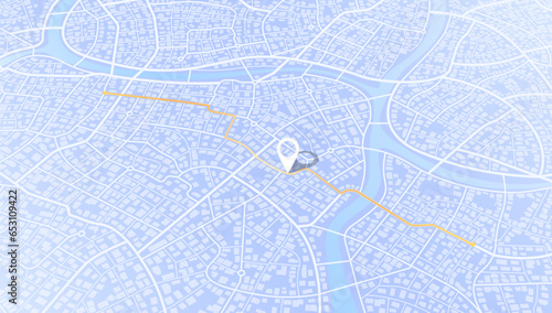 Abstract transportation background with POI. Ideal for transportation-related designs, websites, and promotional materials. Vector illustration. Top view of the city, showcasing the GPS navigation.