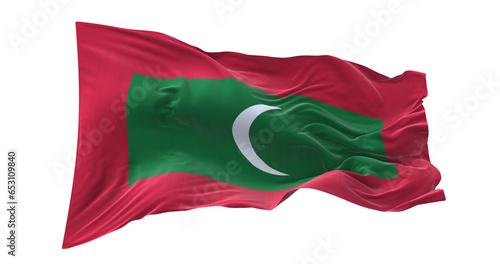 3d illustration flag of Maldives. Maldives flag waving isolated on white background with clipping path. flag frame with empty space for your text.