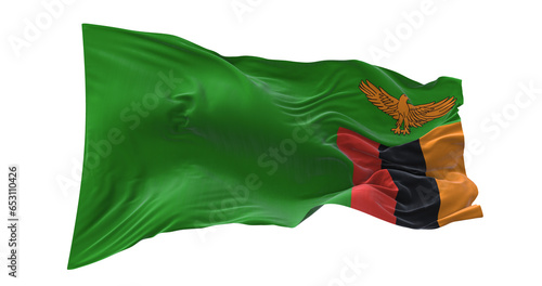 3d illustration flag of Zambia. Zambia flag waving isolated on white background with clipping path. flag frame with empty space for your text.