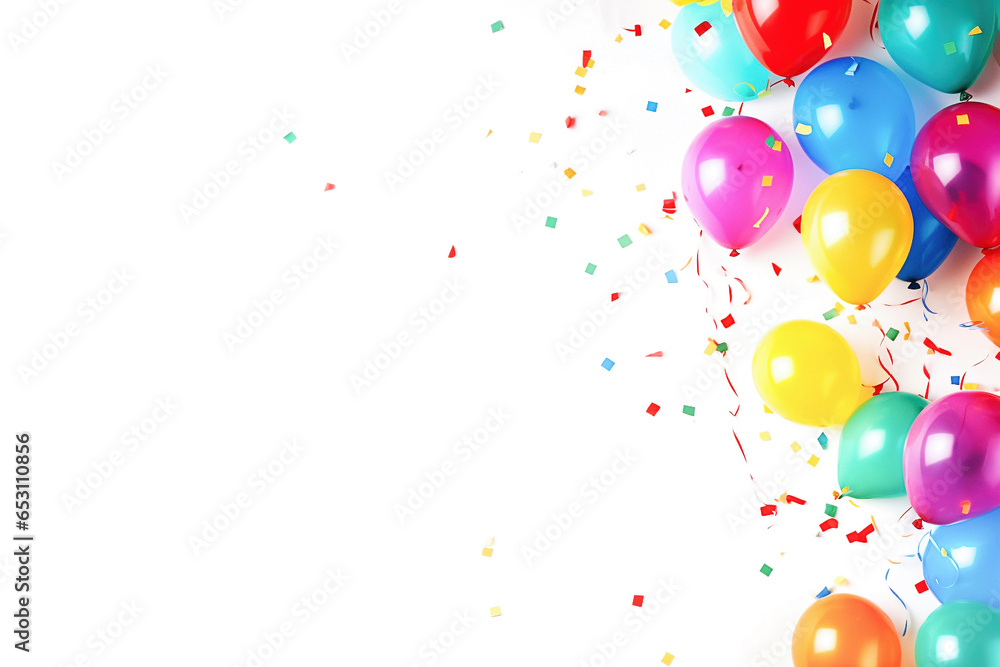 Colorful Balloons with Confetti on white Colorful Balloons with Confetti on white