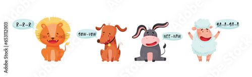 Cute Animal Making Sounds and Talking Vector Set