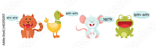 Cute Animal Making Sounds and Talking Vector Set