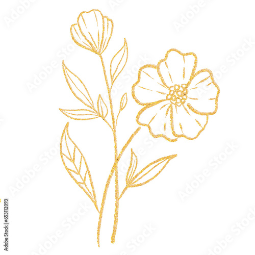 botanical flower golden line 