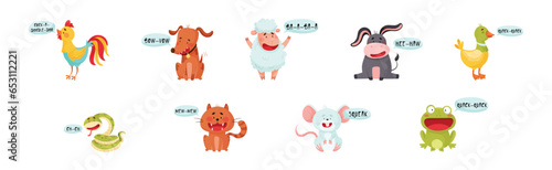 Cute Animal Making Sounds and Talking Vector Set