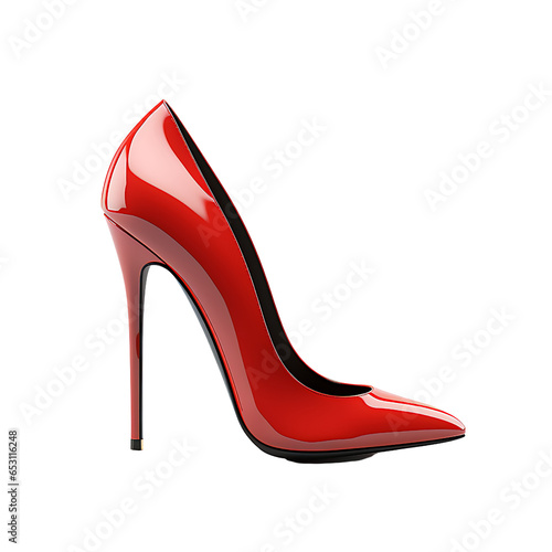 Elegant High Heel Shoe Isolated on Transparent or White Background, PNG