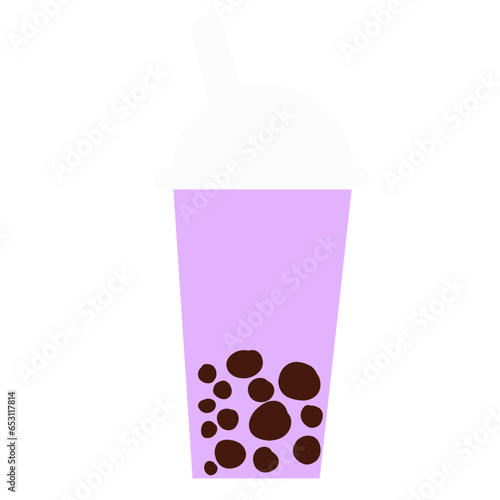 A cup of boba pearl grape milk shake 