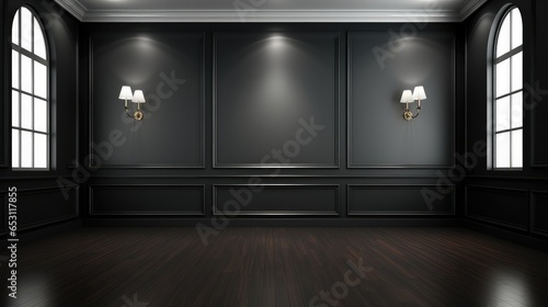 Empty clean modern black room.