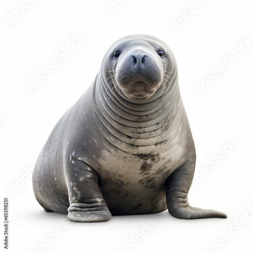 Elephant seal isolated on white background
