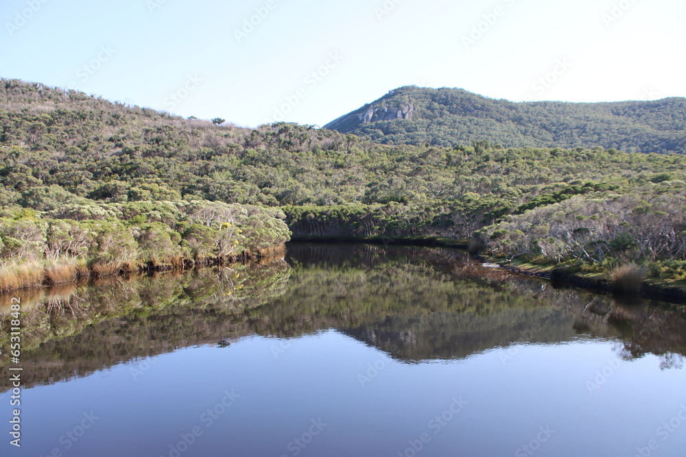 Reflections in Tidal River, Wilsons Promontory, Victoria, Australia.
