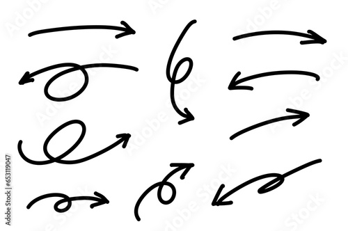 くるくる回転震える矢印手描きセット