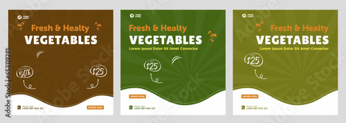 Vegetables social media promotion banner and social media design template
