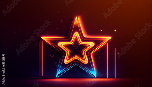 Neon star illustration  wallpaper  glowing background  Ai generated image