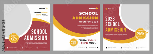 School admission banner or social media template 
