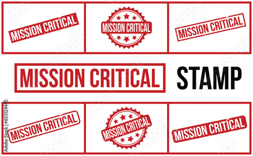 Mission Critical rubber grunge stamp set vector