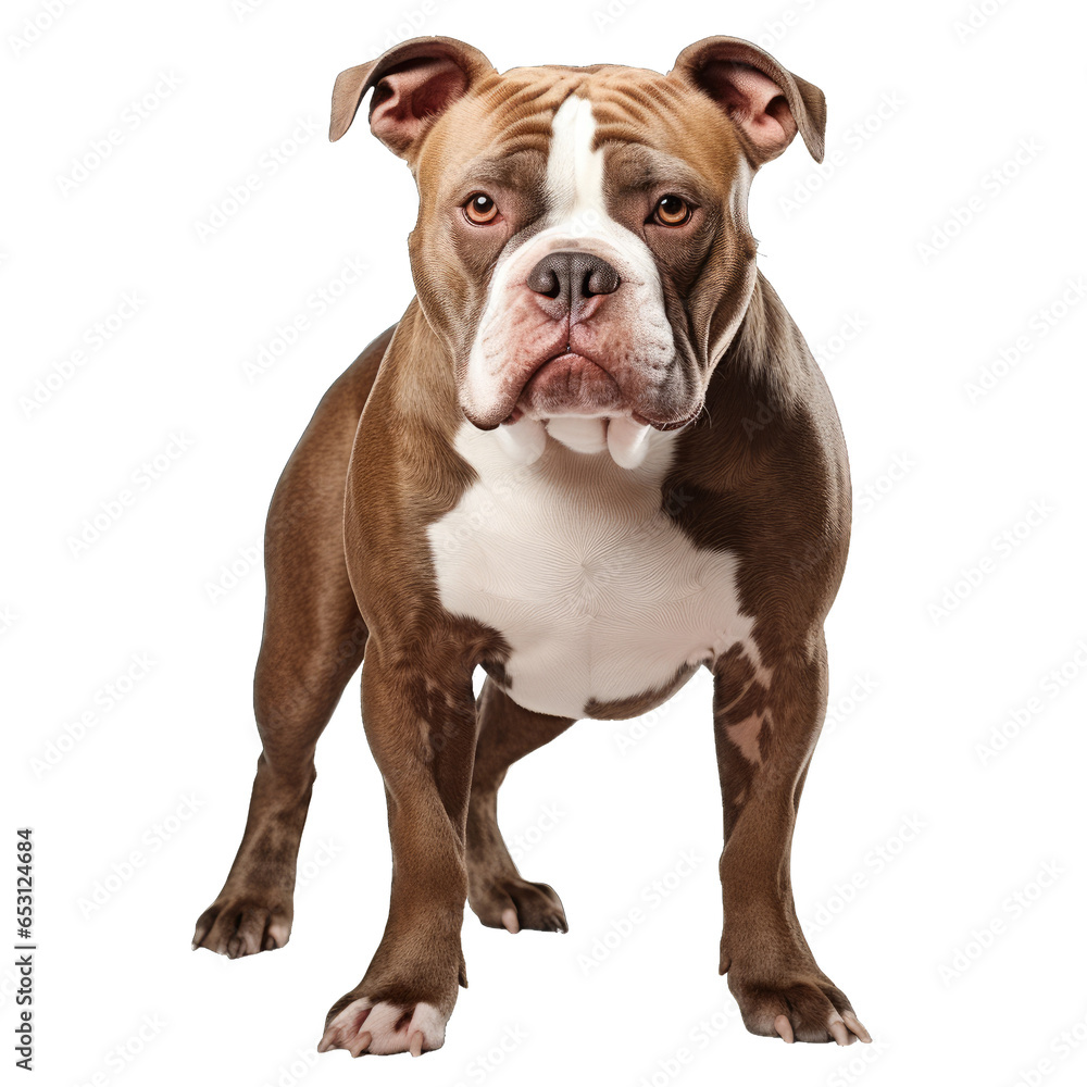 American bully dog on transparent background.